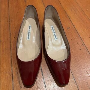 Manolo Blahnik Patent Leather Red Flats 36.5